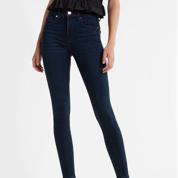 EXPRESS Mid Rise Dark Wash Skinny Jeans 6L